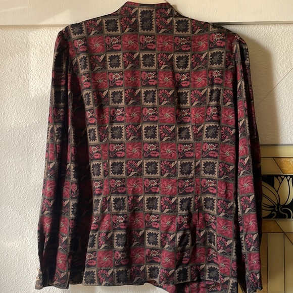 Vintage Doncaster patchwork botanical printed long sleeve button down blouse - Picture 5 of 6